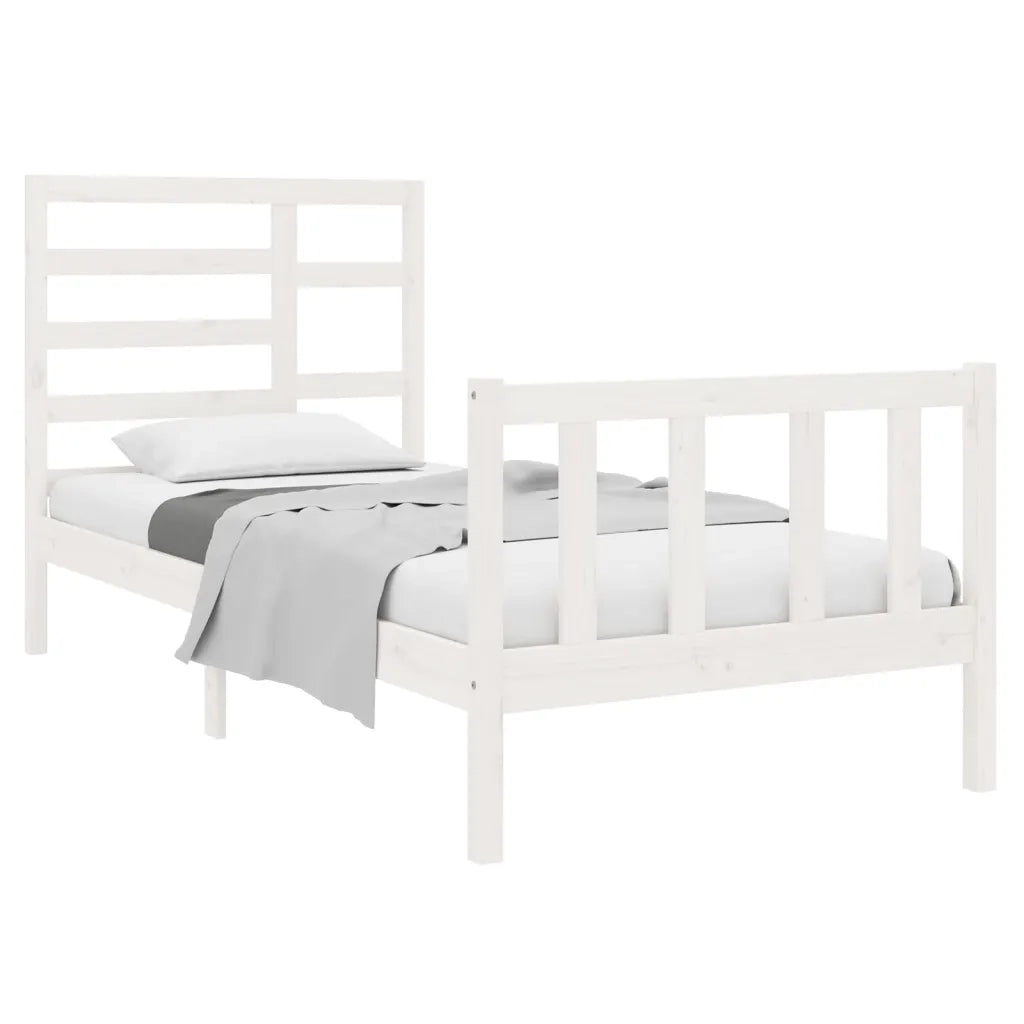 Giroletto-Struttura Letto Bianco in Legno Massello 90x190 cm Single 212435