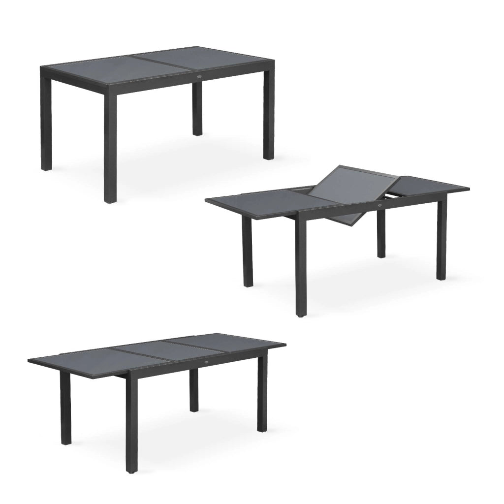 Set tavolo da giardino allungabile in alluminio con 6 sedie, grigio