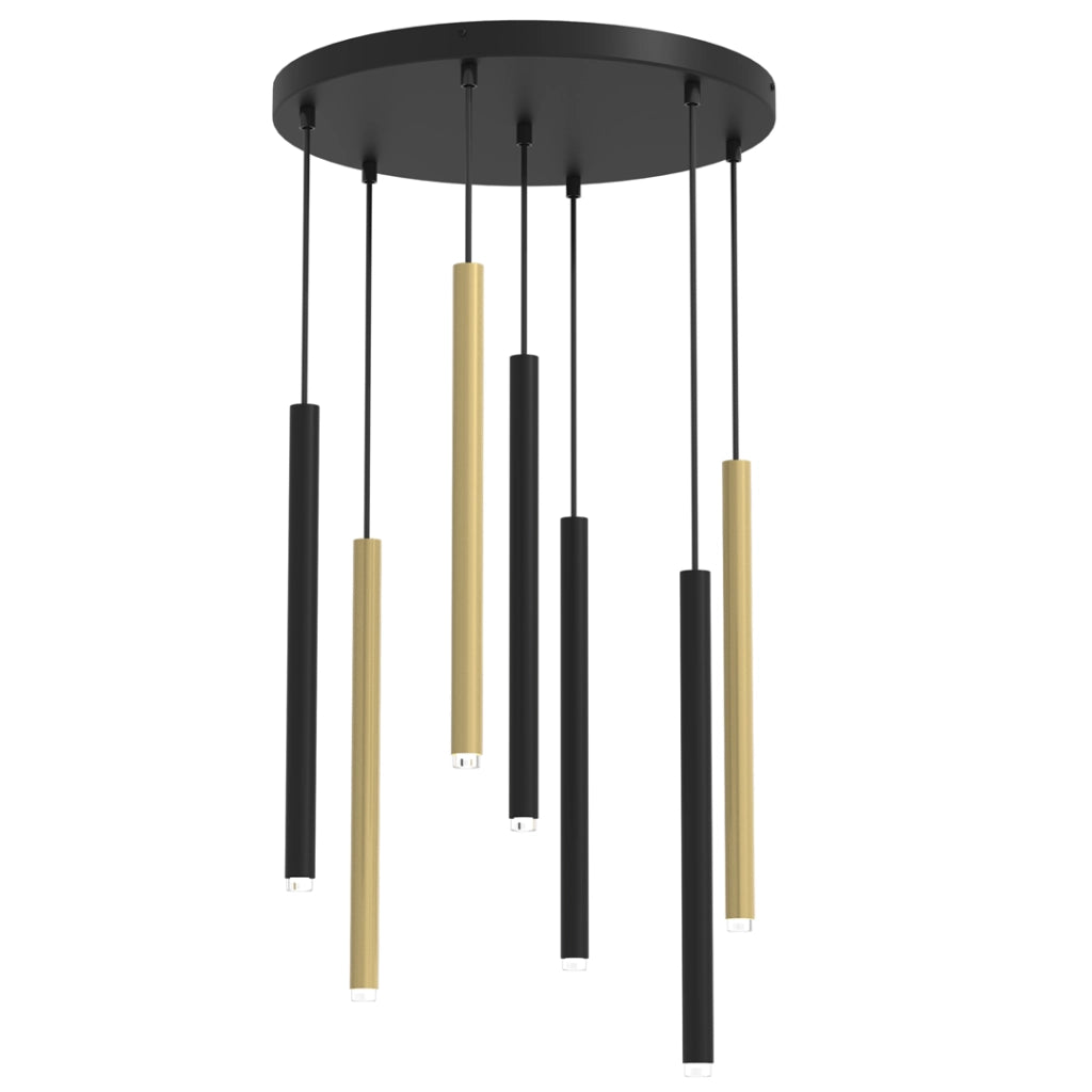 Lampada a sospensione Monza Milagro nero oro 7xG9 Ø44