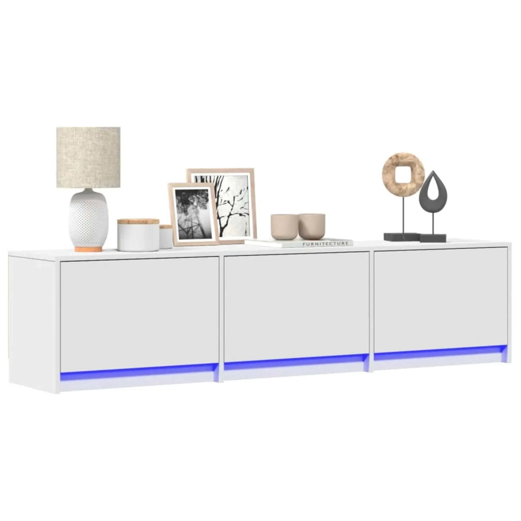 Mobile TV con led Bianco 165 x 34 x 40 cm Legno multistrato