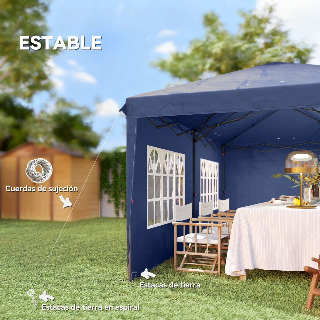 Gazebo Pieghevole 6x3m Pop-up ¨C Xylo ¨C 4 Laterali con Finestre Blu Giardino