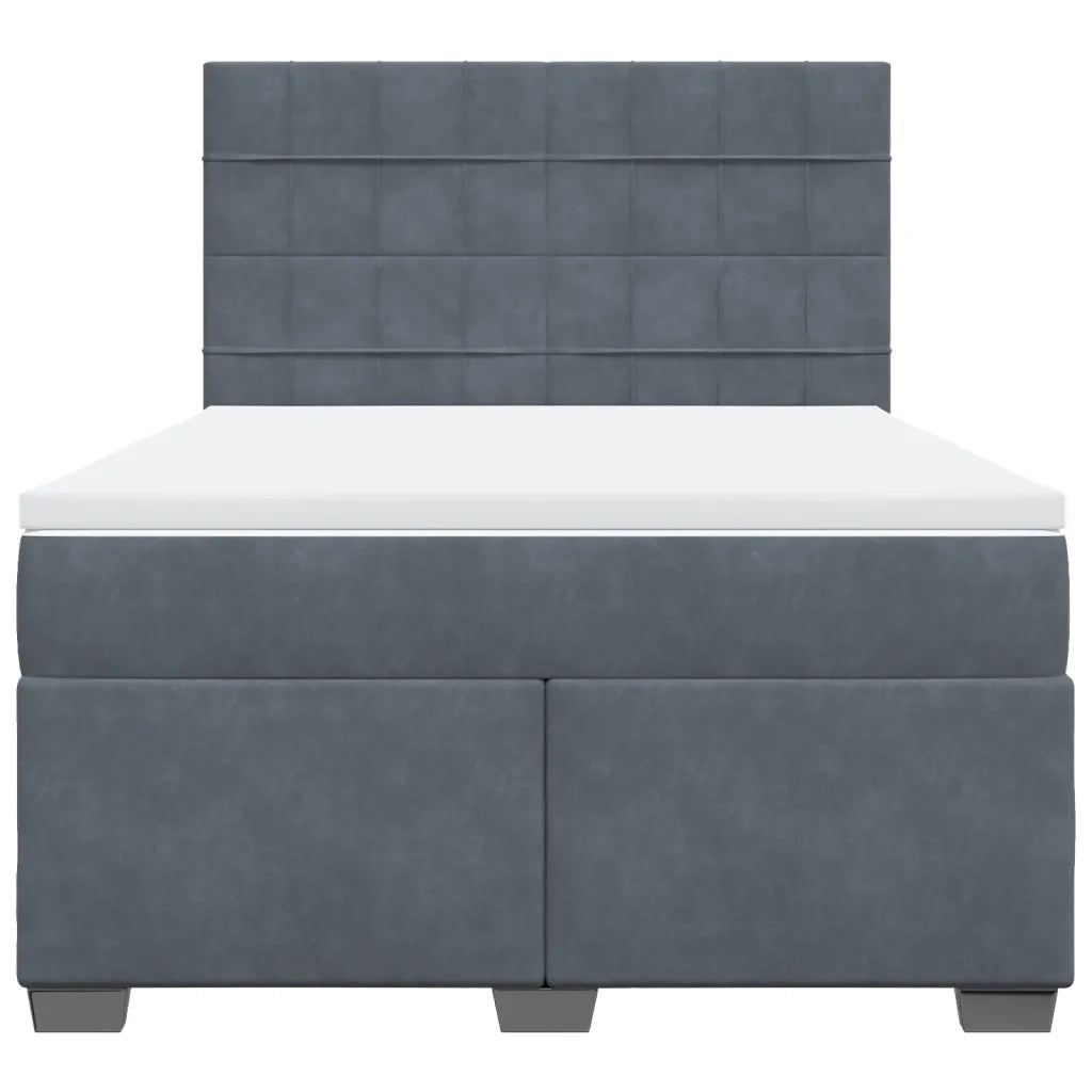 Giroletto a Molle con Materasso Grigio Scuro 140x200 cm Velluto