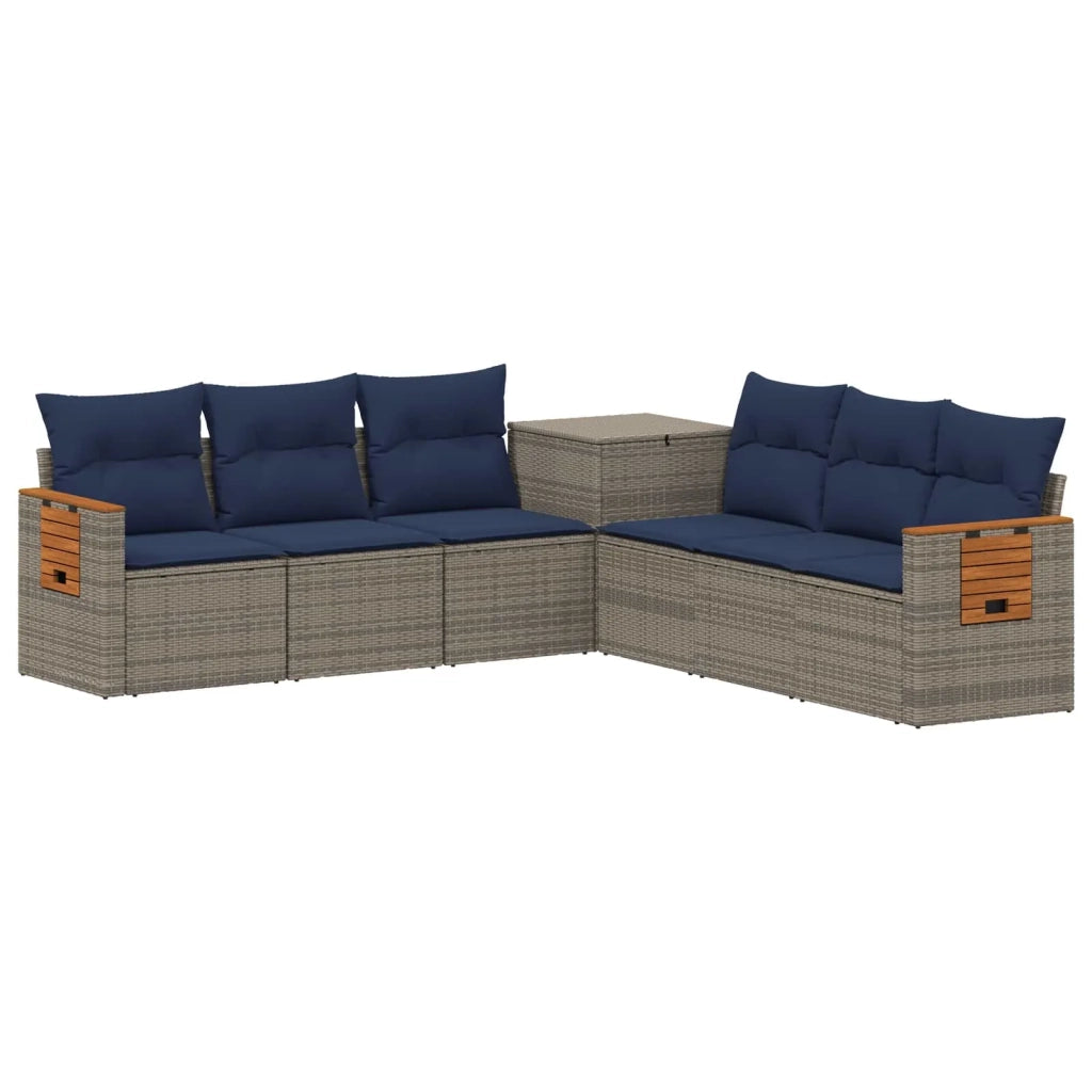 Set di divani 7 pz Grigio e Blu Navy 123 x 62 x 69 cm 3448875