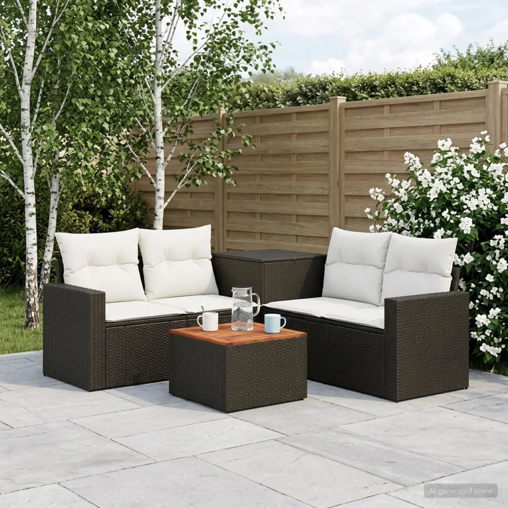 Set di divani 6 pz Nero e Bianco Crema 3447395