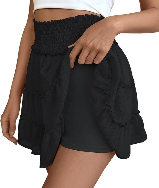 Rok con Tulle Alta Caviglia - Rok Corta con Ruches - Shorts di Sicurezza - 100% Poliestere - Adatto a Tutti gli Occasioni - Rok da Donna