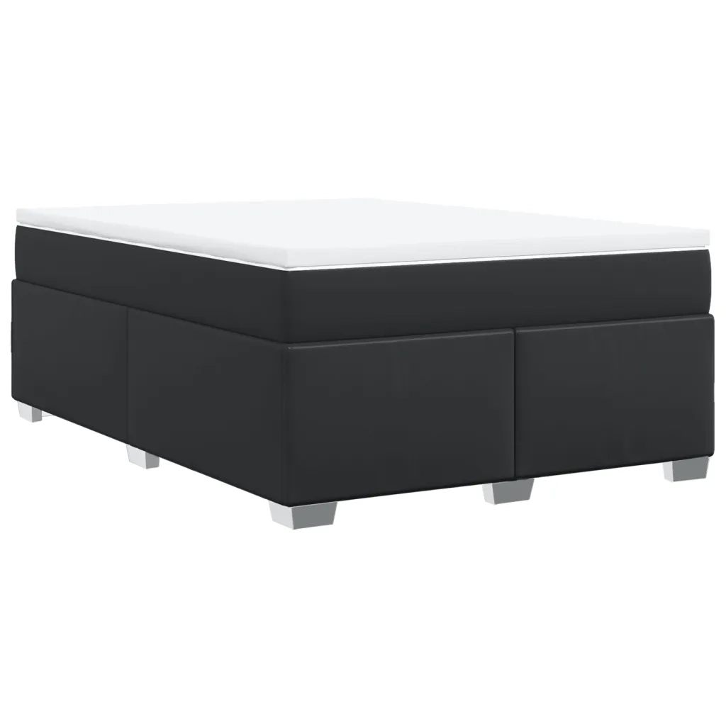 Giroletto a Molle con Materasso Nero 140x190 cm in Similpelle