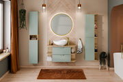 Set mobili bagno 100 cm con piano e lavabo da appoggio Cloud Aster Green 100 cm
