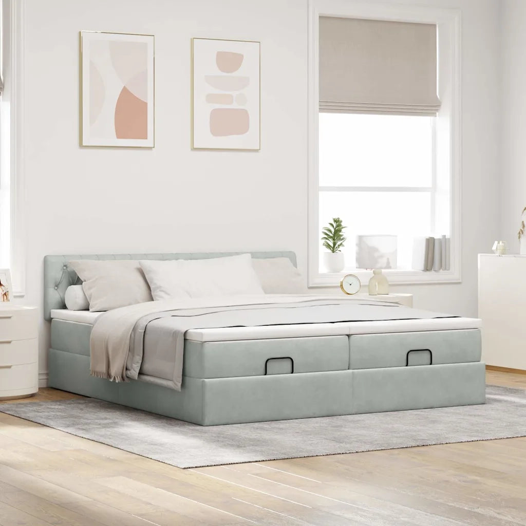 Struttura Letto Pouf con Materassi 200x200 cm Velluto 3312098
