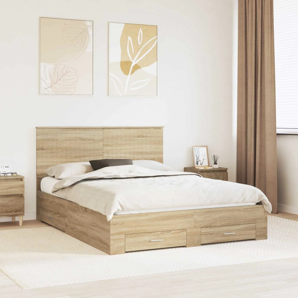 Struttura del letto con testiera Rovere Sonoma 150 x 200 cm 3411291