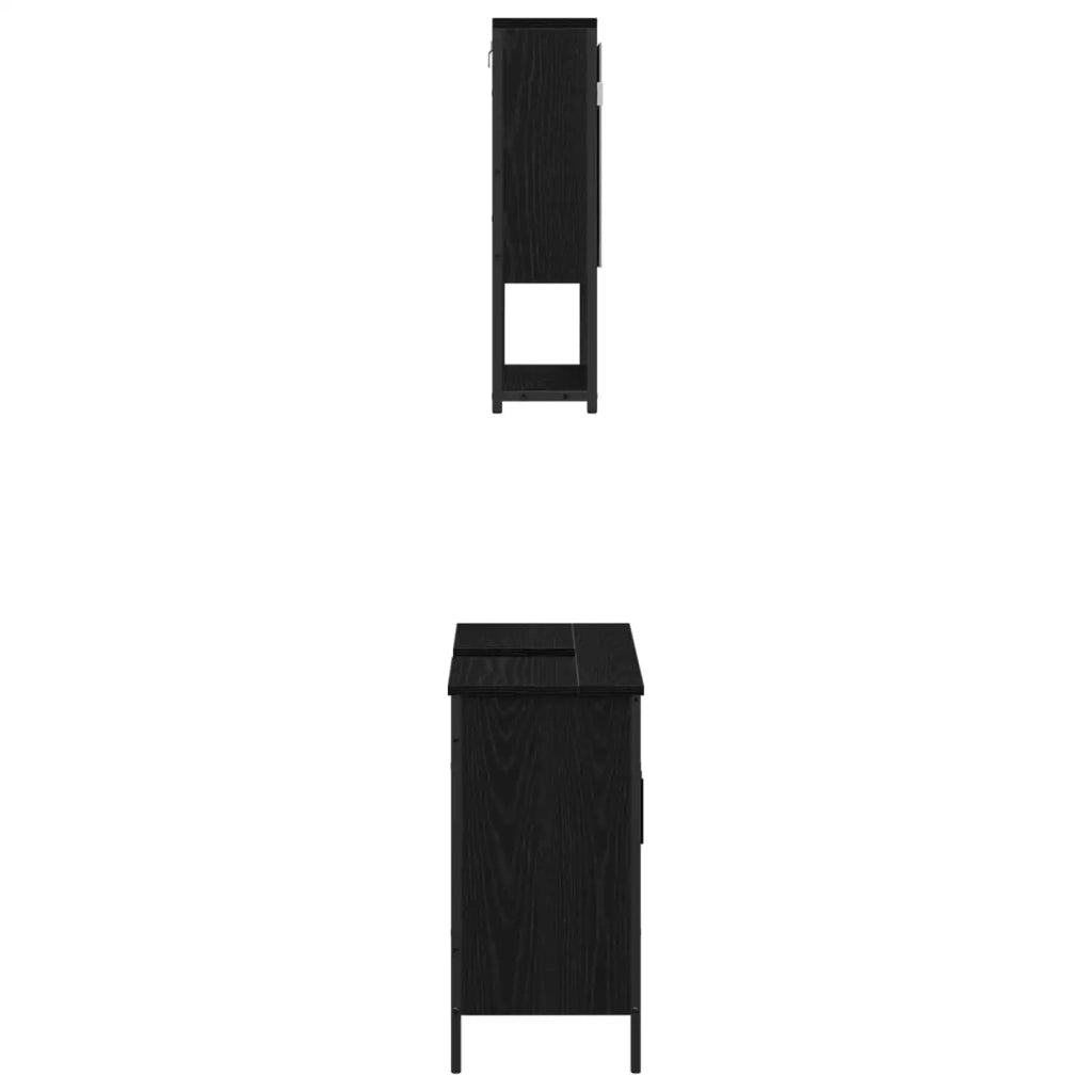 Set di mobili per il bagno 2 pcs Nero Legno multistrato 3334324