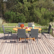 Set Mobili da Pranzo Giardino 7 pz in Polyrattan Grigio cod mxl 40911