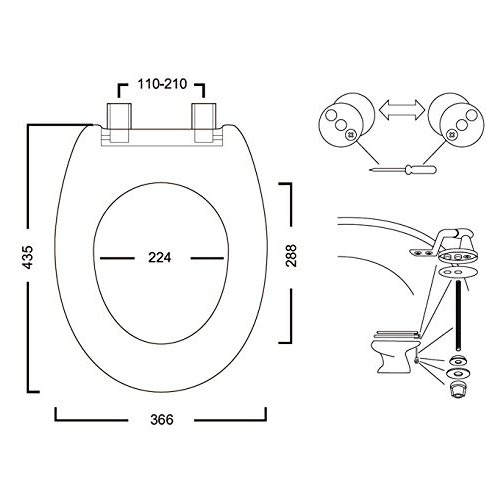 Copriwater Universale Copri WC Legno MDF Coprivaso Sedile Bianco Water pesante