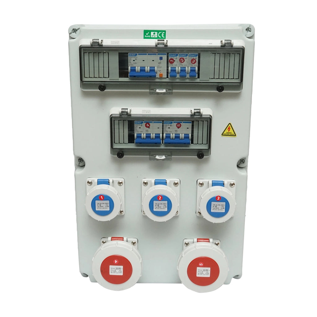 Pannello gruppo prese organizzazione cantiere 2x415V/32A, 3x250V/16A, 18 moduli 540x360x180mm IP67 SUNTREE