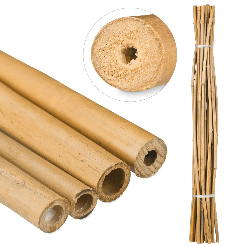 Lotto di 25 steli in bambù naturale per giardino 150 x 10 cm stabilizzazione piante decorazione asiatica in bambù naturale 13_0006321