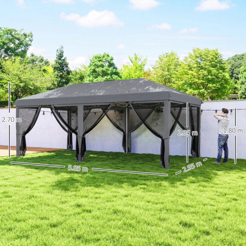 Gazebo da Giardino Pieghevole ¨C Zephmum ¨C Grigio Acciaio Poliestere 6x3 m
