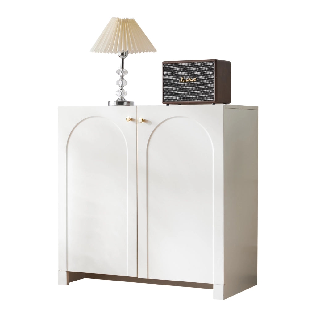 Credenza con 2 ante; sistema antiribaltamento - per camera da letto - 80×40×80 cm - bianco