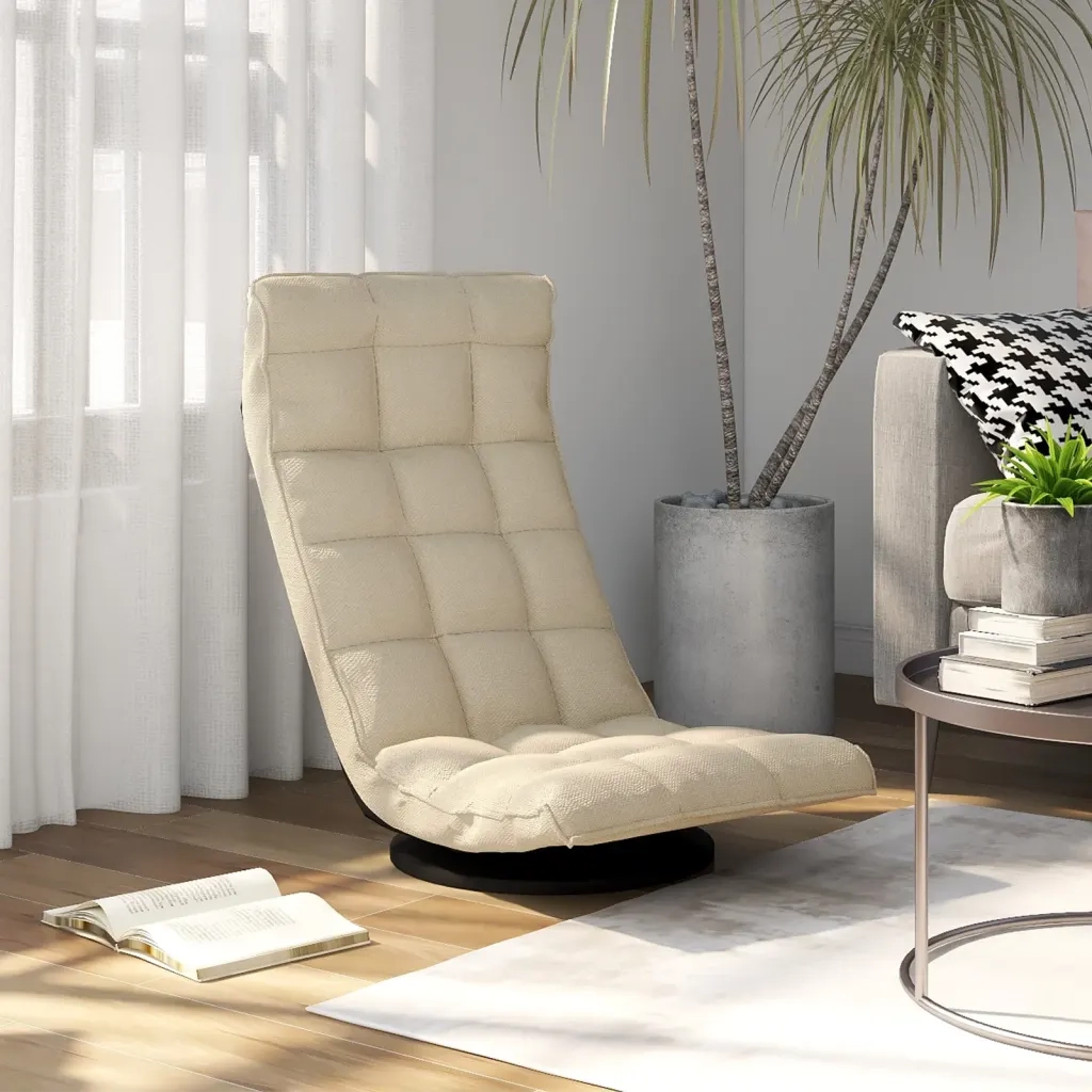 Sedia da Pavimento Girevole Crema in Tessuto CFW4706930