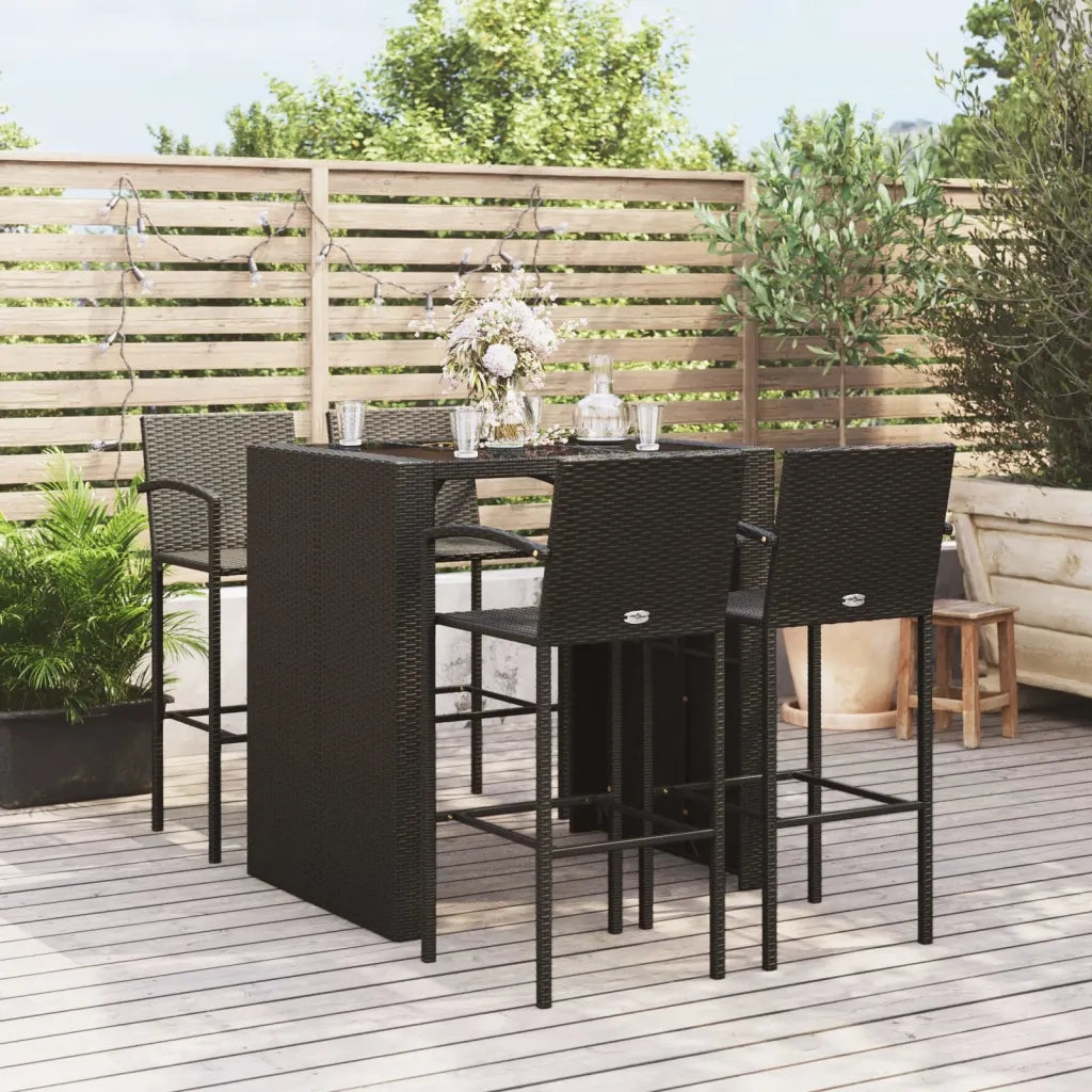 Set Bar da Giardino 5 pz Nero in Polyrattan 3187666