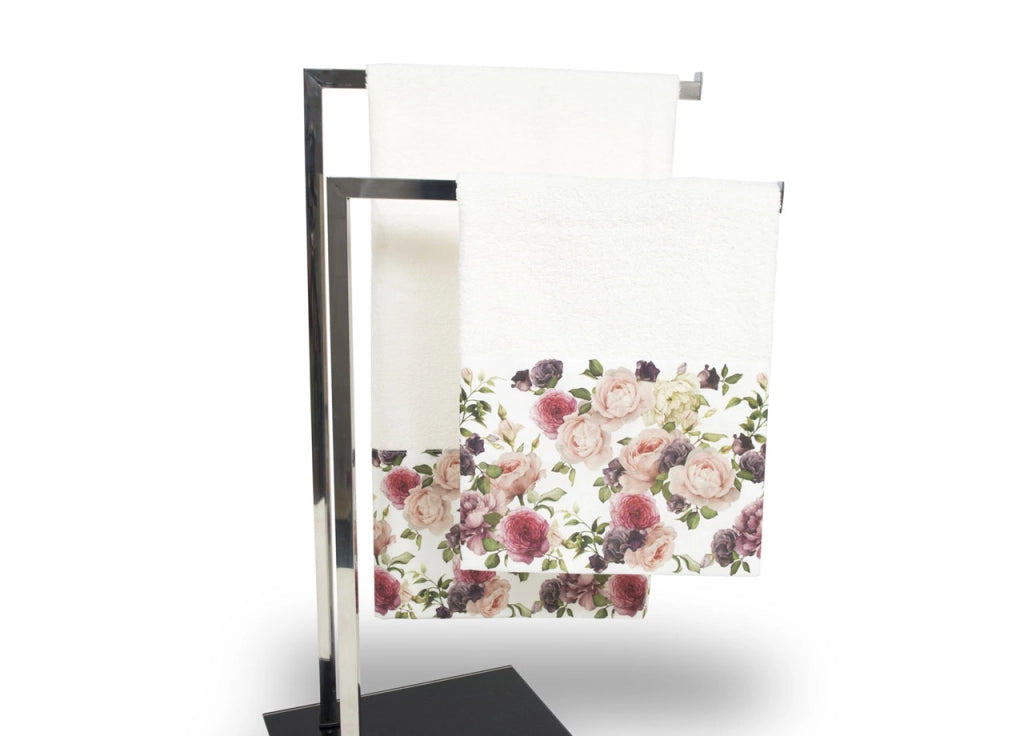 Set Asciugamani E Teli Bagno In Stampa Digitale Linea Fresh Dis. Rose - Copiola - Rose