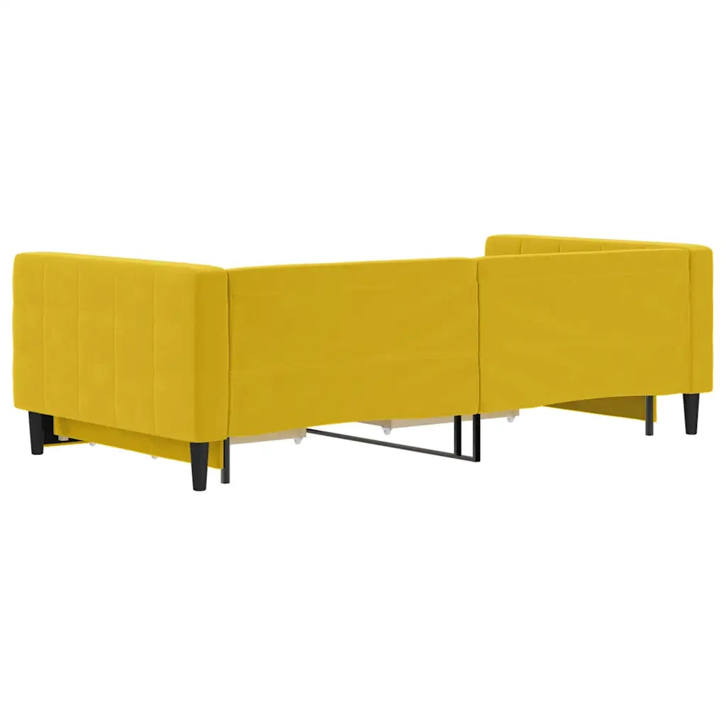 Divano Letto Estraibile con Cassetti Giallo 100x200cm Velluto 3196751