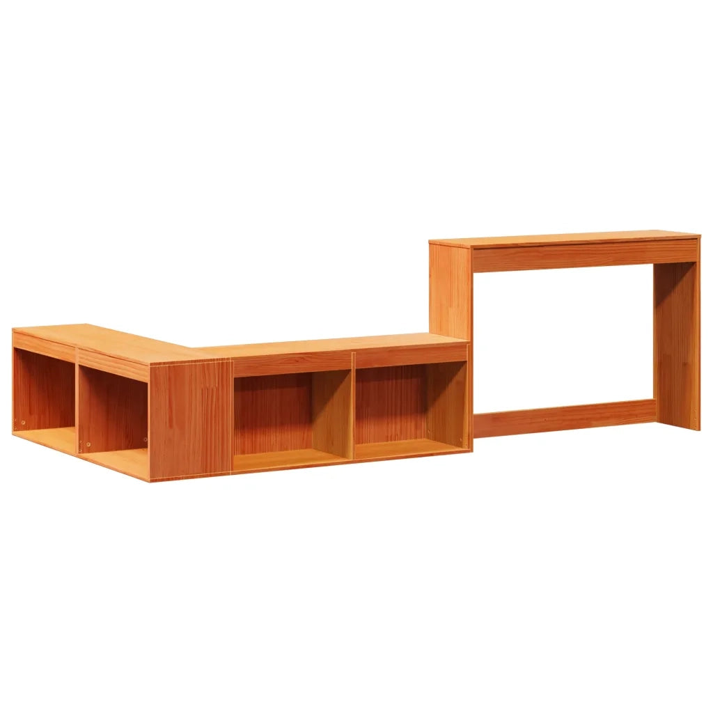 Comodino con Scrivania-Tavolino da notte Marrone Cera 232x122x75 cm Legno di Pino