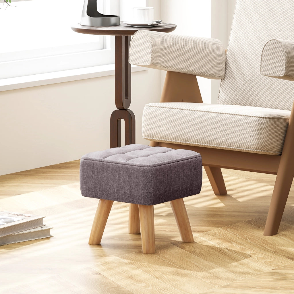 Pouf in tessuto con gambe in legno ¨C zephmum ¨C grigio 27x27x26 cm