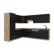 Cucina angolare completa Fame-Line Nero rigato/Rovere dorato 227 x 60 cm, PL Rovere Vicco