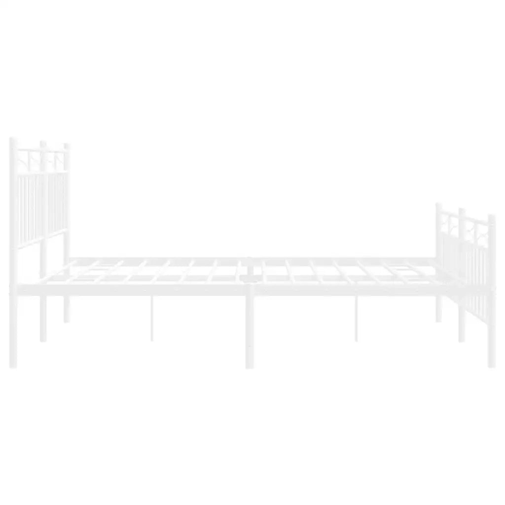 Giroletto con Testiera e Pediera Metallo Bianco 150x200 cm 373760