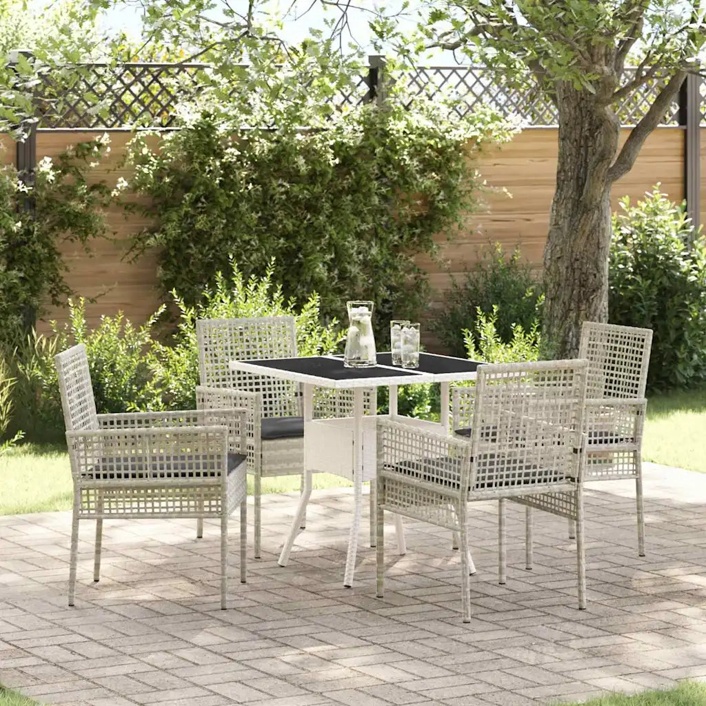 Set da Pranzo per Giardino 5 pcs Grigio chiaro polyrattan 3334934