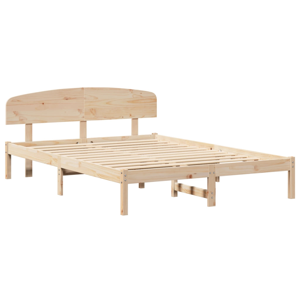 Struttura Letto con Testiera 160x200 cm Legno Massello di Pino