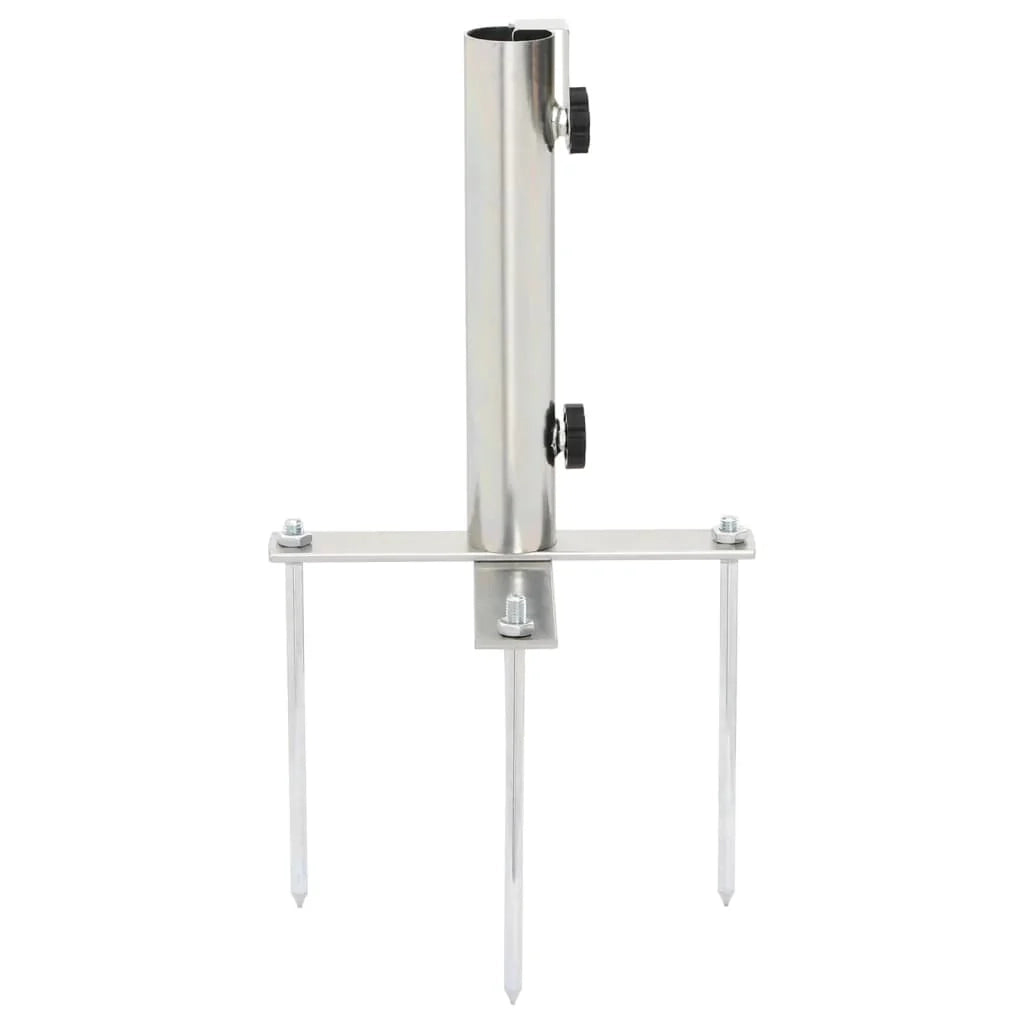 Base per ombrellone con picchetti da terra 30,5 x 25 x 45 cm stabile e sicura design moderno in acciaio argentato 02_0056364
