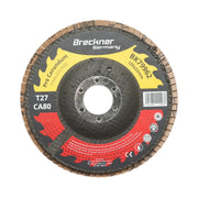 Disco lamellare abrasivo al corindone T27 CA80, 125x22mm per levigatura/lucidatura di acciaio inossidabile e metallo Breckner Germany