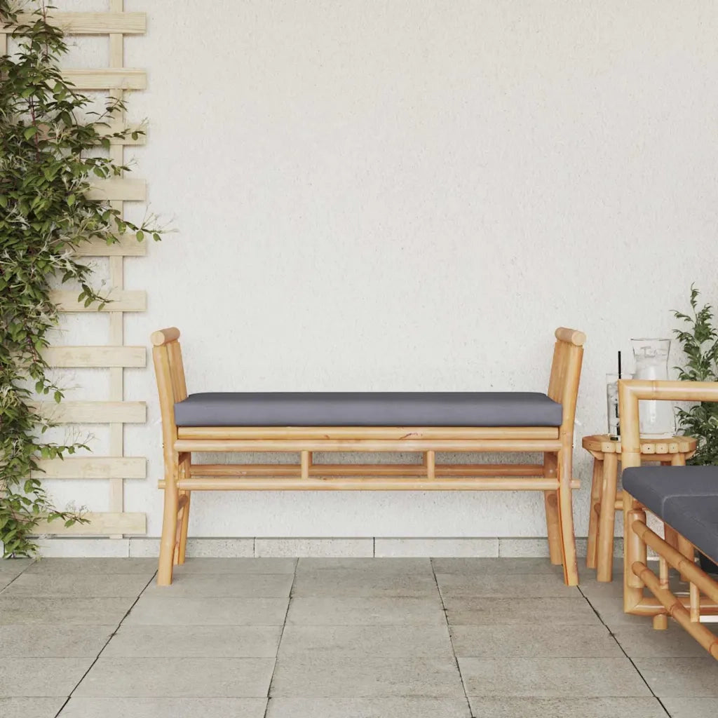 Panchina da Giardino | Panca da Giardino con cuscino Marrone 110 x 38 x 65cm Bamb¨´