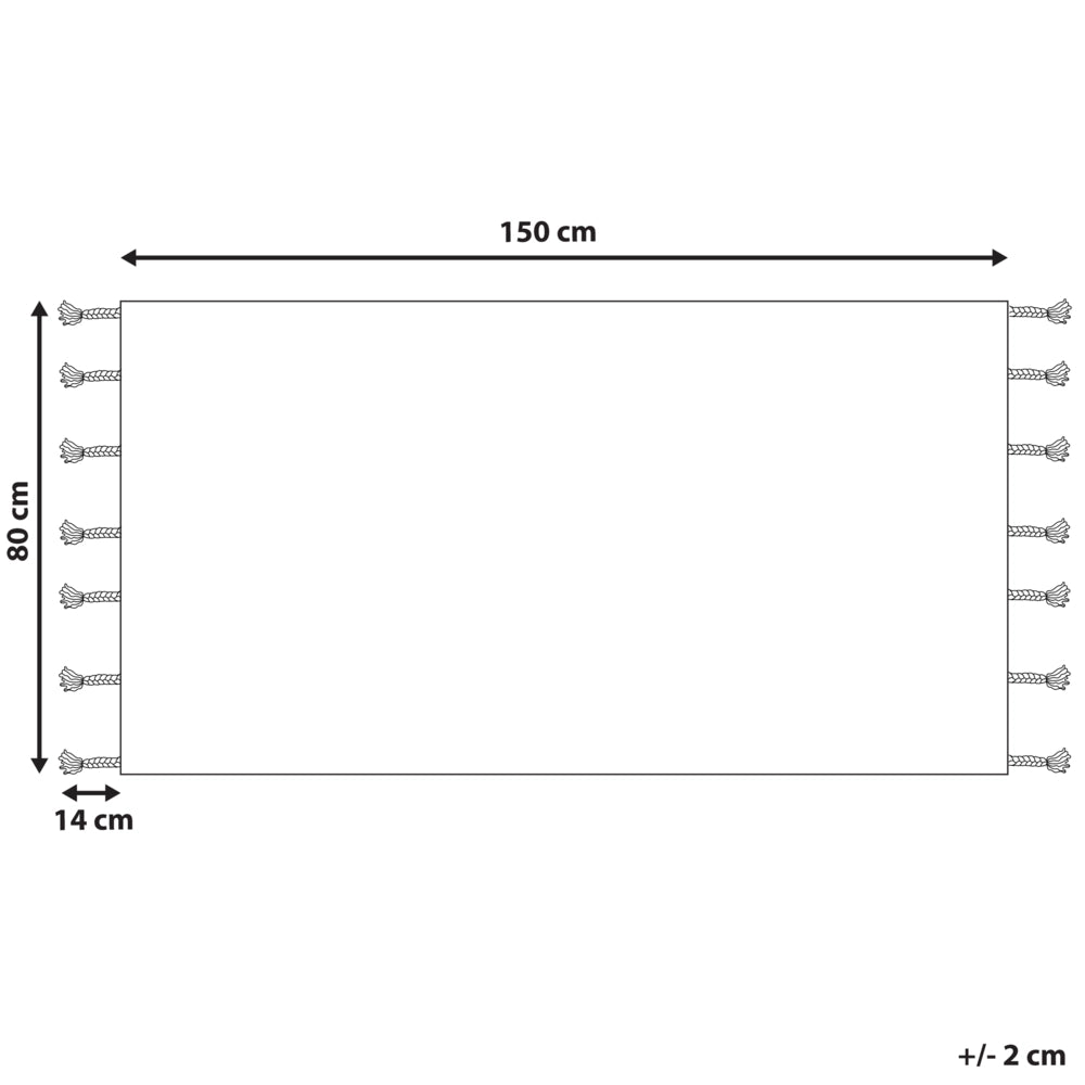Tappeto cotone bianco sporco e nero 80 x 150 cm moderno orientale tribale nappe motivo geometrico