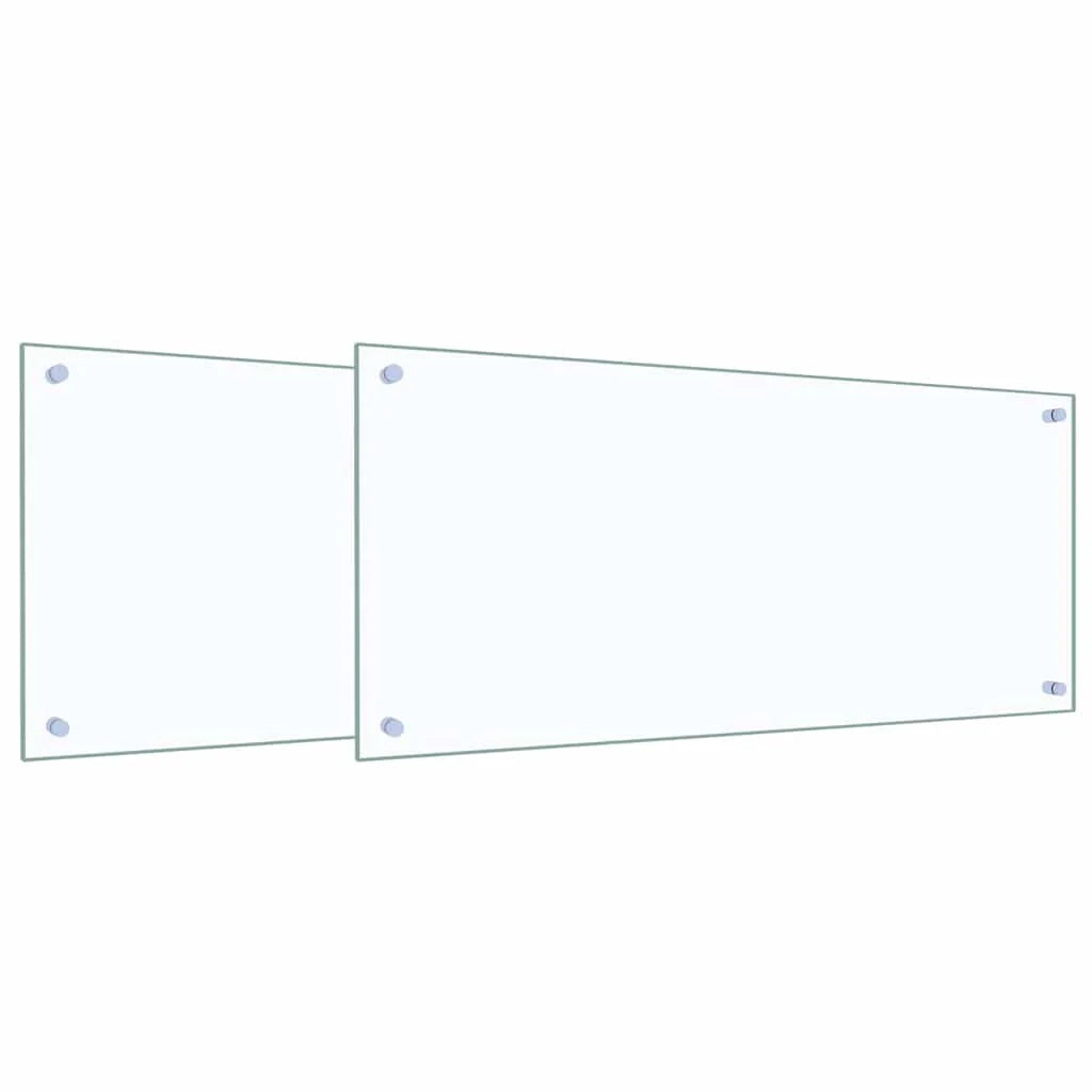 Set di 2 paraschizzi da cucina dal design moderno 90 x 40 cm resistenti al calore pratici in vetro temperato trasparente 02_0056223