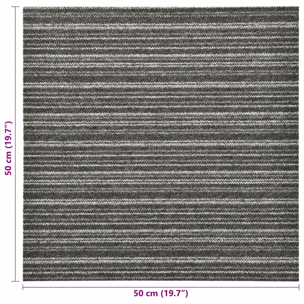 Tappeto 20 pcs Antracite Striato 50 x 50 cm 100% Polipropilene