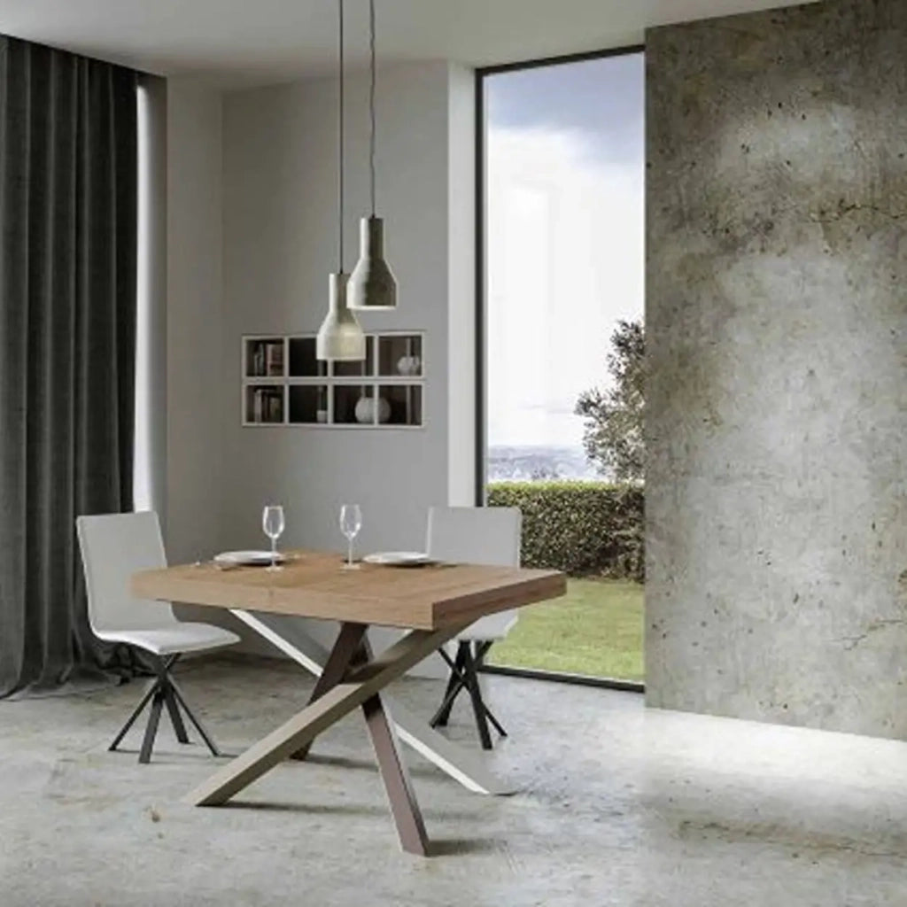 Tavolo allungabile 140/400x90 cm Volantis Premium colore quercia natura gambe multicolore 4/C