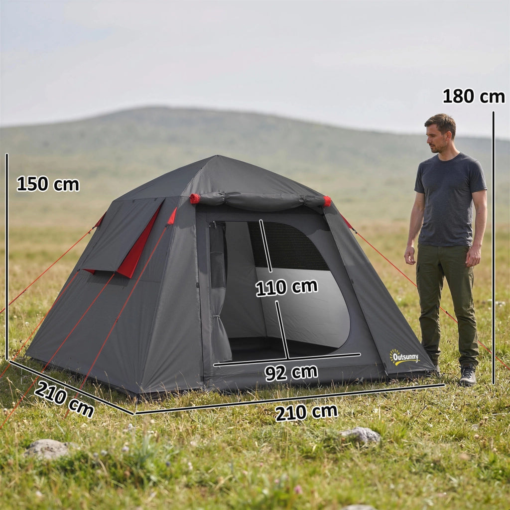 Tenda da Campeggio 2 Persone Impermeabile ¨C zephmum ¨C Grigio Scuro 210x210x150cm