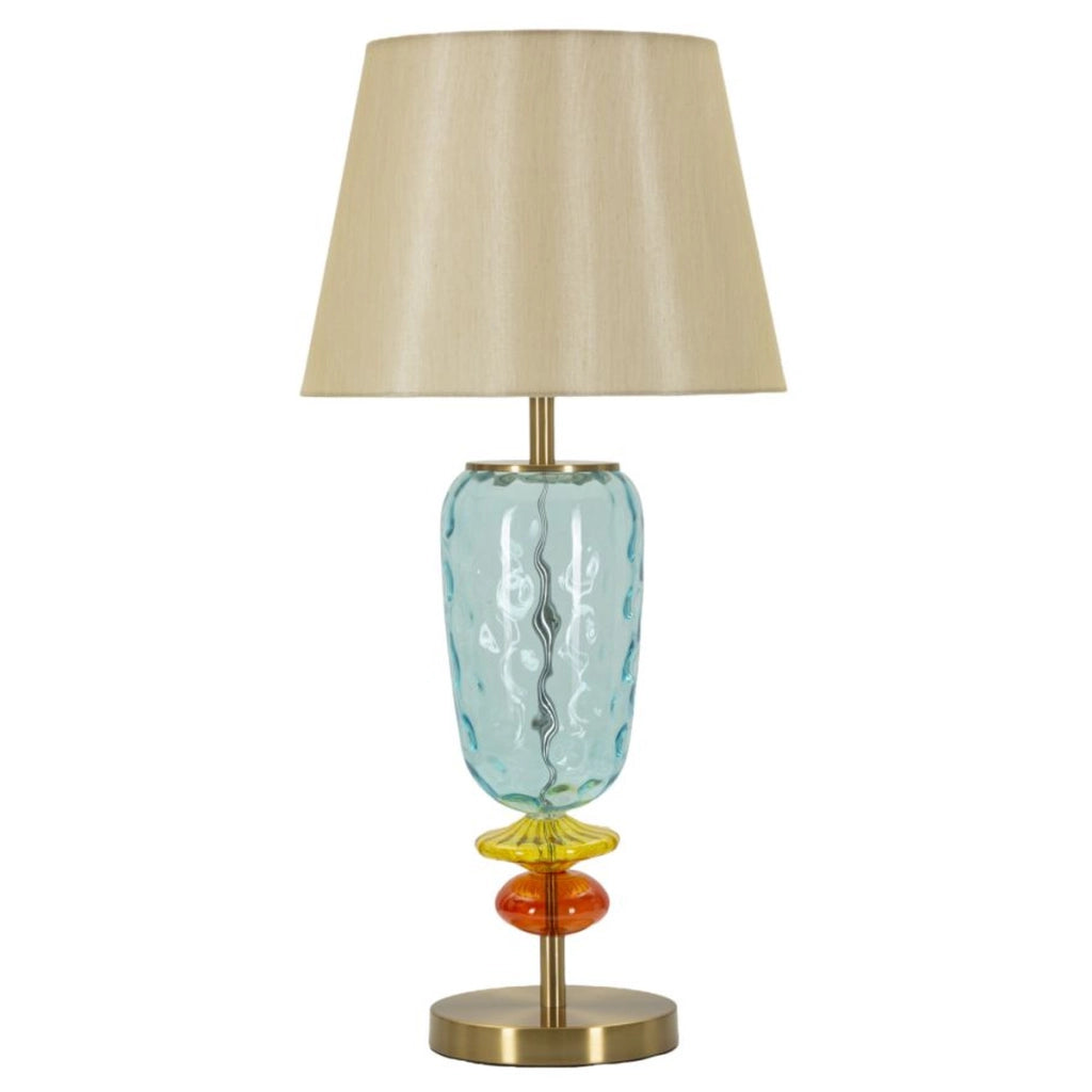 Lampada da Tavolo VKH922, Blu, Tessuto, 35x35x73 cm
