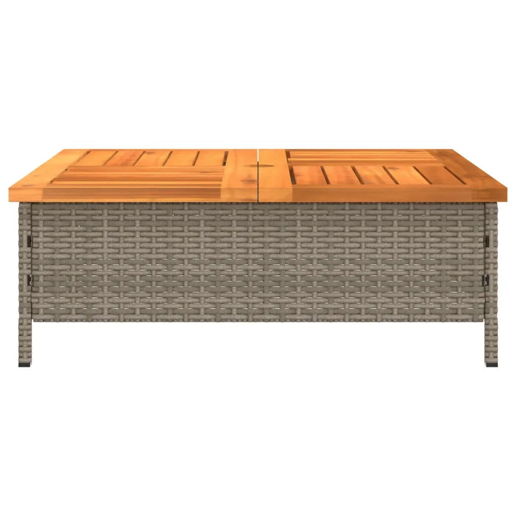 Tavolo da Giardino | Tavolino da esterno Grigio 70x70x25cm Rattan e Legno di Acacia