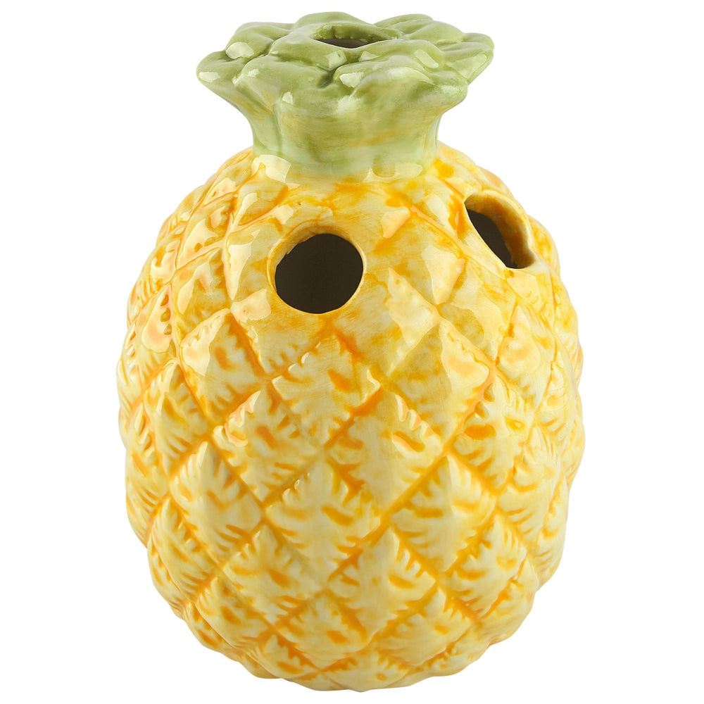 Set di 4 Accessori Bagno in Ceramica giallo e verde a forma di ananas dispenser sapone porta sapone Portaspazzolino recipiente