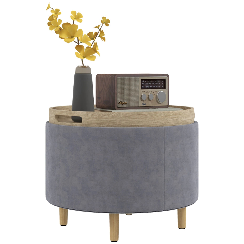 Pouf Contenitore Tessuto Sherpa ¨C Zephmum ¨C Grigio 56x56x42 cm