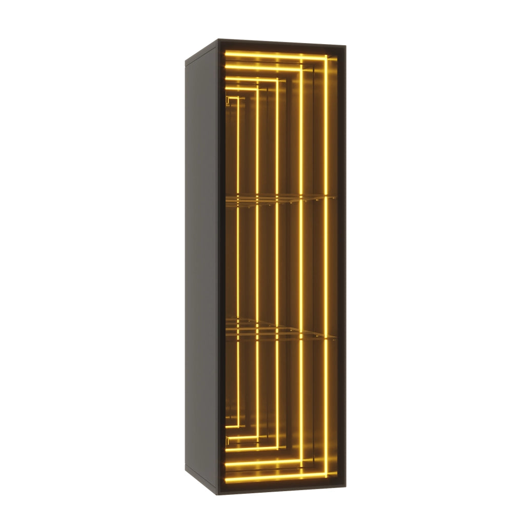 Armadio con Ante in Vetro Temperato e LED ¨C MINIMAL ¨C Nero, 30x30x90 cm