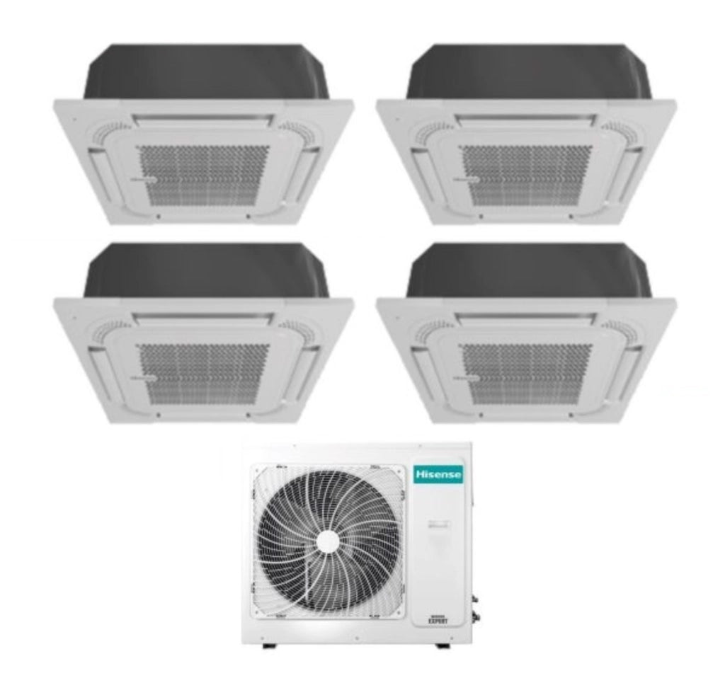 Climatizzatore Condizionatore Hisense Quadri Split a Cassetta 12+12+12+12 con 4AMW105U4RAA R-32 12000+12000+12000+12000 con Telecomando e Pannello Incluso