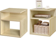 Set di 2 Comodini a 3 Ripiani, Tavolini da Notte Bianchi Moderni per Camera da Letto, Mobili Salvaspazio, in Legno, 35x35x41,5 cm