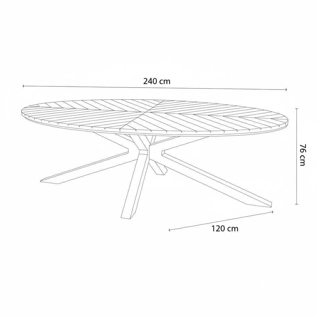 SINED Tavolo da Giardino Ovale in Alluminio Antracite con Piano in Teak FSC® 240x120 ideale per Pranzi allAperto - Modello SUPERGA