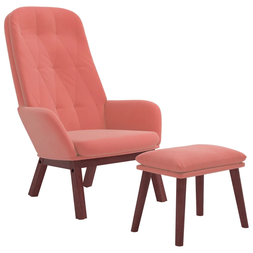 Poltrona Relax con Poggiapiedi Rosa in Velluto cod mxl 14607