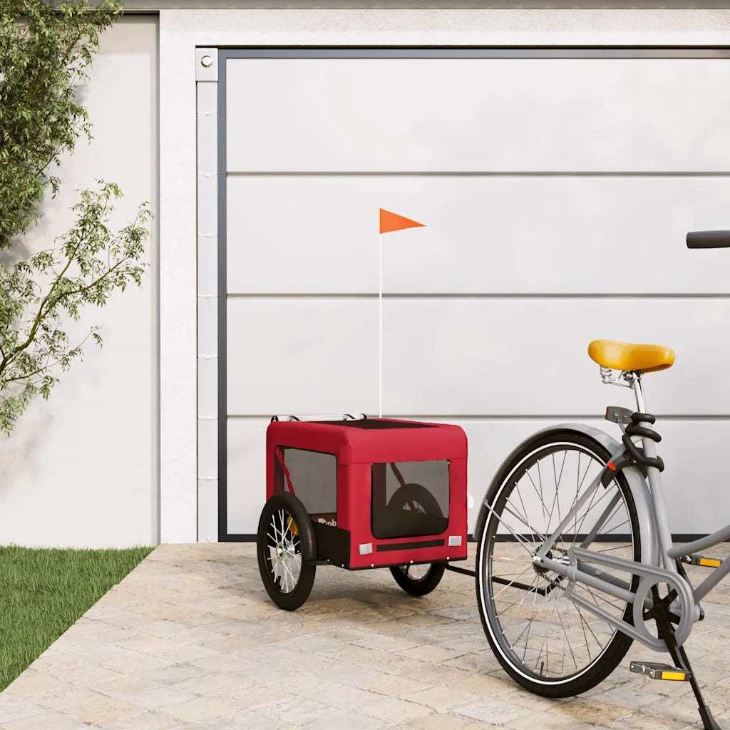 Rimorchio da Bici per Animali Rosso e Nero Oxford e Ferro CFW2033425