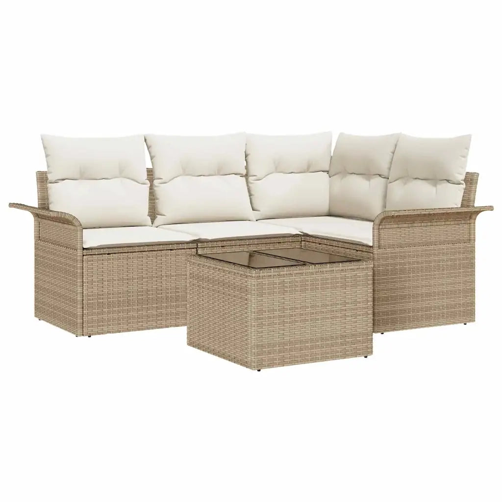 Set Divano da Giardino con archiviazione 5 pcs Beige polyrattan 3354020