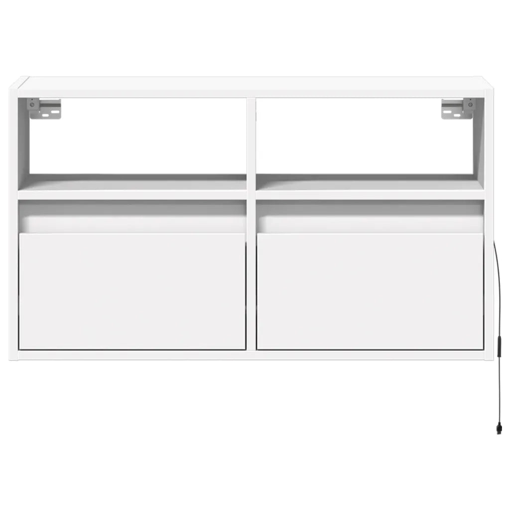 Mobile TV a Parete con Luci LED-Mobile TV a Muro Bianco 80x31x45 cm 415300